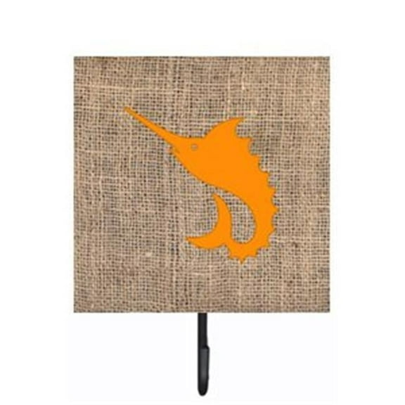 Fish - Sword Fish Burlap and Orange Leash Or Key Holder