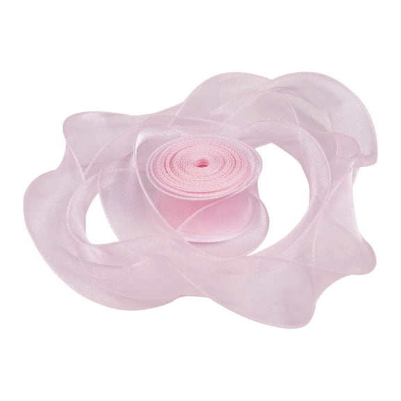 Fish Tail Holiday Gift Wrapping Ribbon For Bouquet Wedding, Decorative Organza Ribbon Bow For Christmas Gift Packaging, Soft 2 Inch Polyester Ribbon, Water Pink