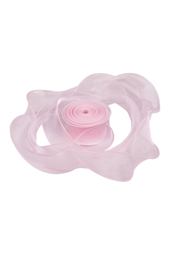 Fish Tail Holiday Gift Wrapping Ribbon For Bouquet Wedding, Decorative Organza Ribbon Bow For Christmas Gift Packaging, Soft 2 Inch Polyester Ribbon, Water Pink