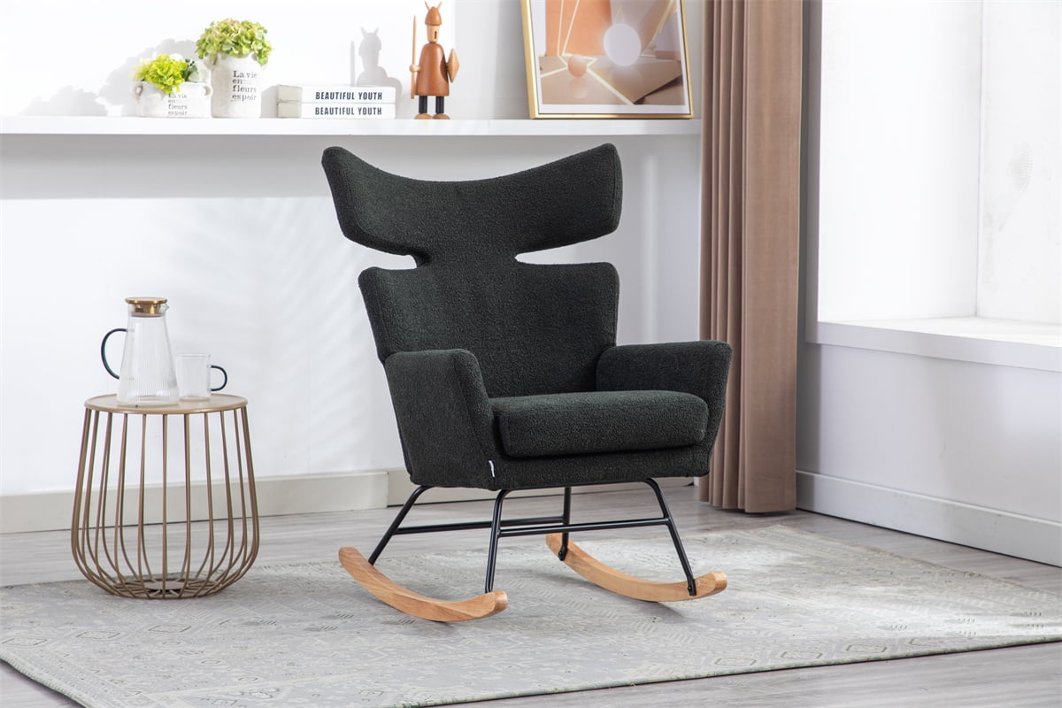 Fish Tail Rocking Chair, Upholstered Rocker Chair with Fabric Padded ...