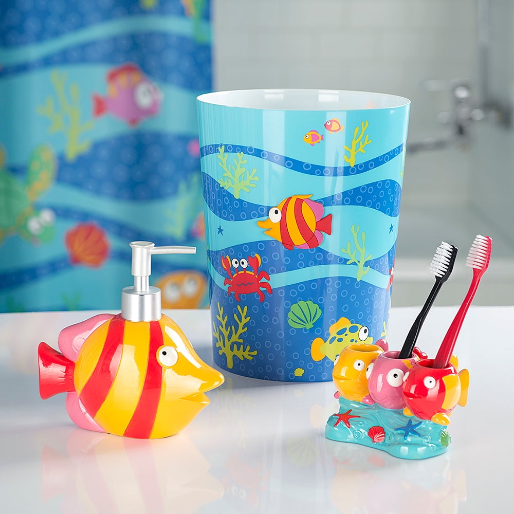Vibrant Fish Tails 3-Piece Resin and Plastic Bath Set