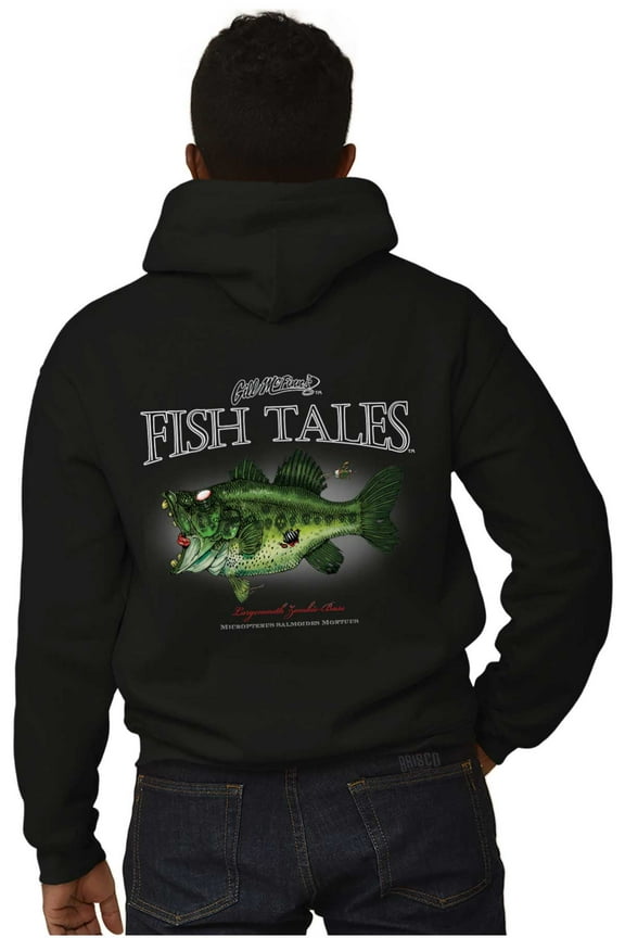 Fish Tales Zombie Bass Fishing Fisher Unisex Plus Fleece Graphic Hoodie Brisco Brands 2X