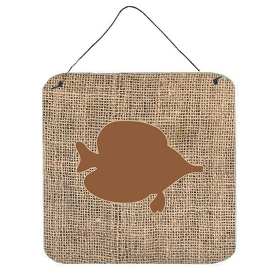 Fish - Tang Fish Burlap And Brown Aluminium Metal Wall Or Door Hanging Prints