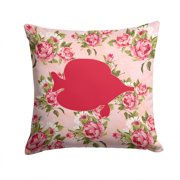 Fish - Tang Fish Shabby Chic Pink Roses Fabric Decorative Pillow