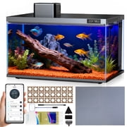 Fish Tank, 10 Gallon Smart Fish Aquarium Kit, Includes Quiet Pump, Filtration and LED Lighting, Smart Control with Apps, Perfect for Small Fish, Betta, All-in-One Beta Tank for Beginners, Glass