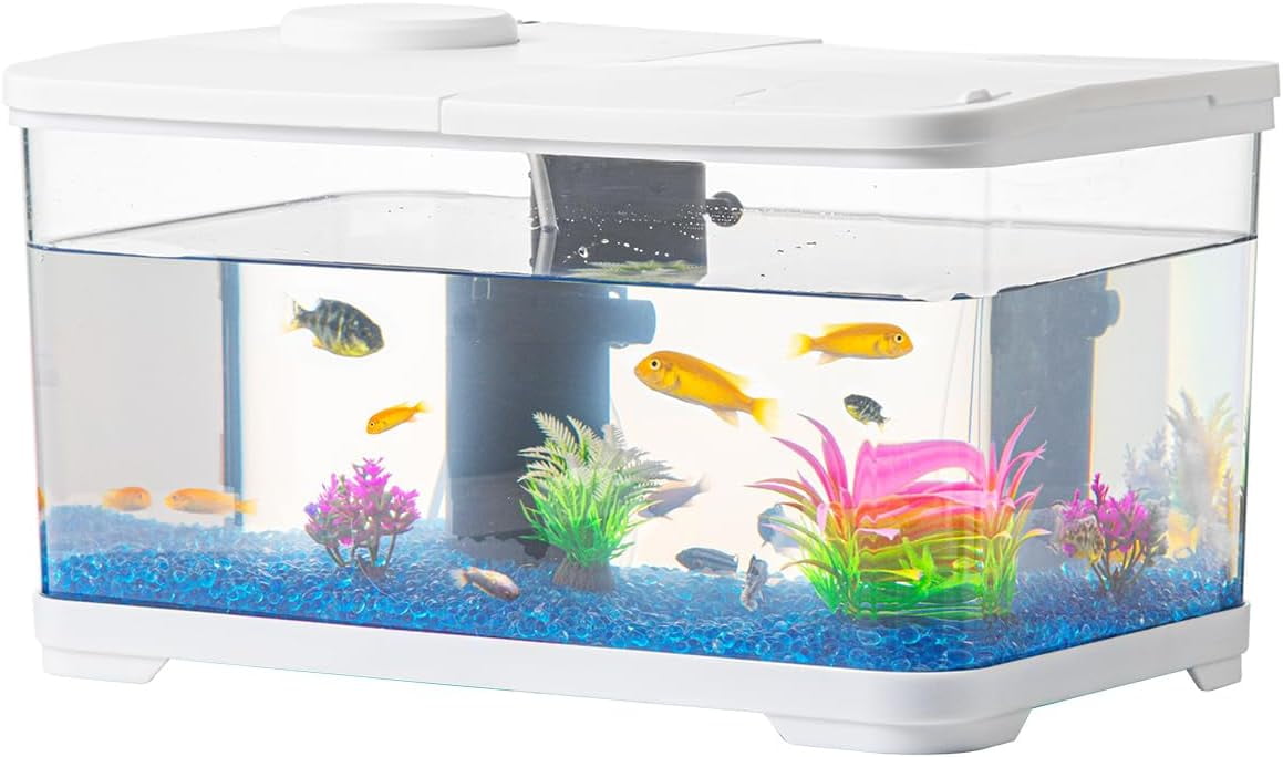 Fish Tank, 3.8 Gallon Aquaium State Kit With Self Cleaning