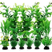 Fish Tank Accessories Green Plants, 11pcs Green Fish Tank Decorations, Aquarium Decor Plastic Plants