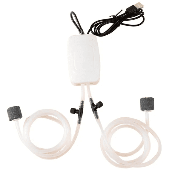 Fish Tank Air Pump USB Powered Aerator Aquarium Accessories Adjustable Air Valve Silent Bubble Oxygen Pump(White)