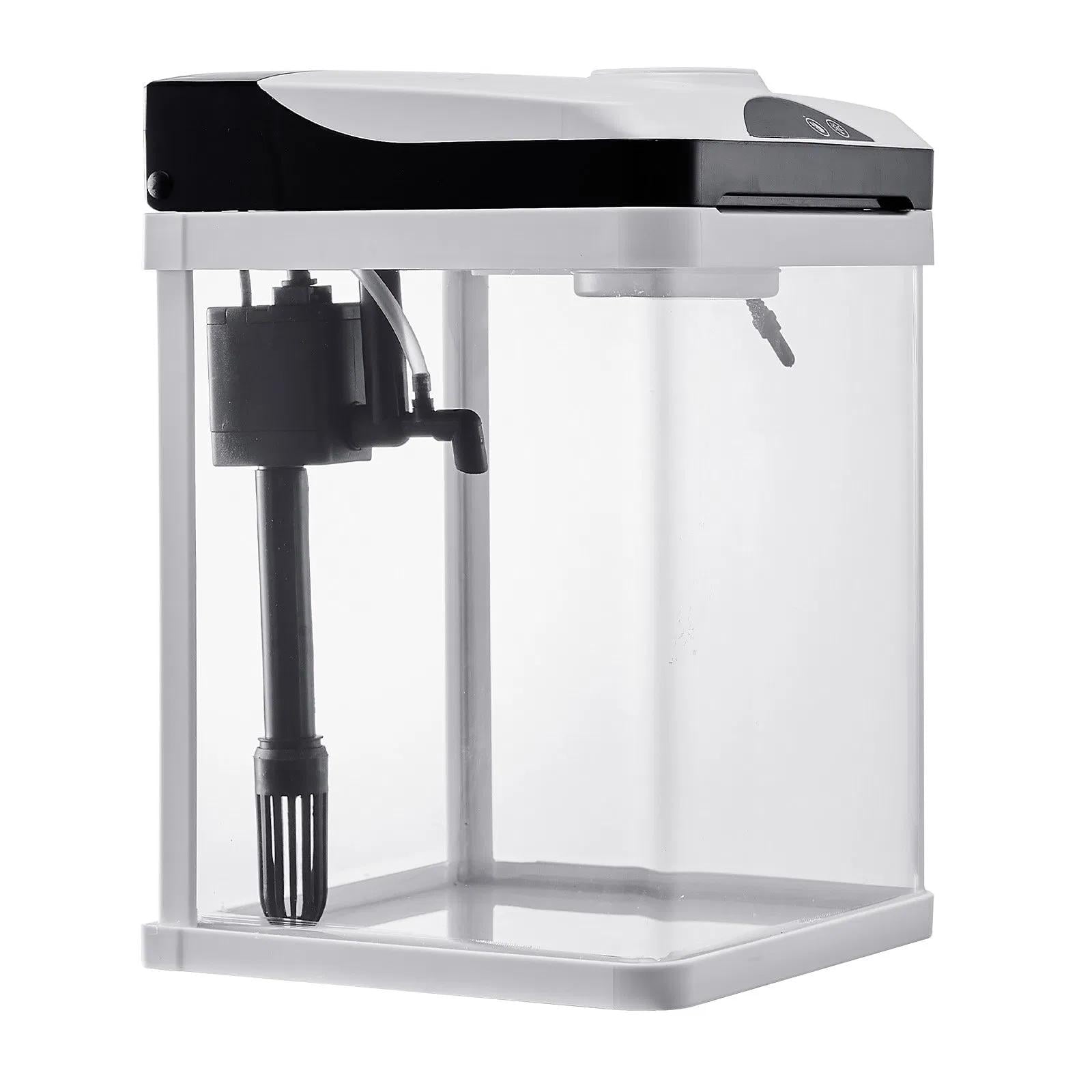 Fish Tank Aquarium, 2 Gallon LED Square Ultra-Clear Glass Tank Temperature Monitoring Adjustable 7 Color Lighting, Self Cleaning System Fishbowl for Freshwater & Saltwater Fish Home,Office,Pet