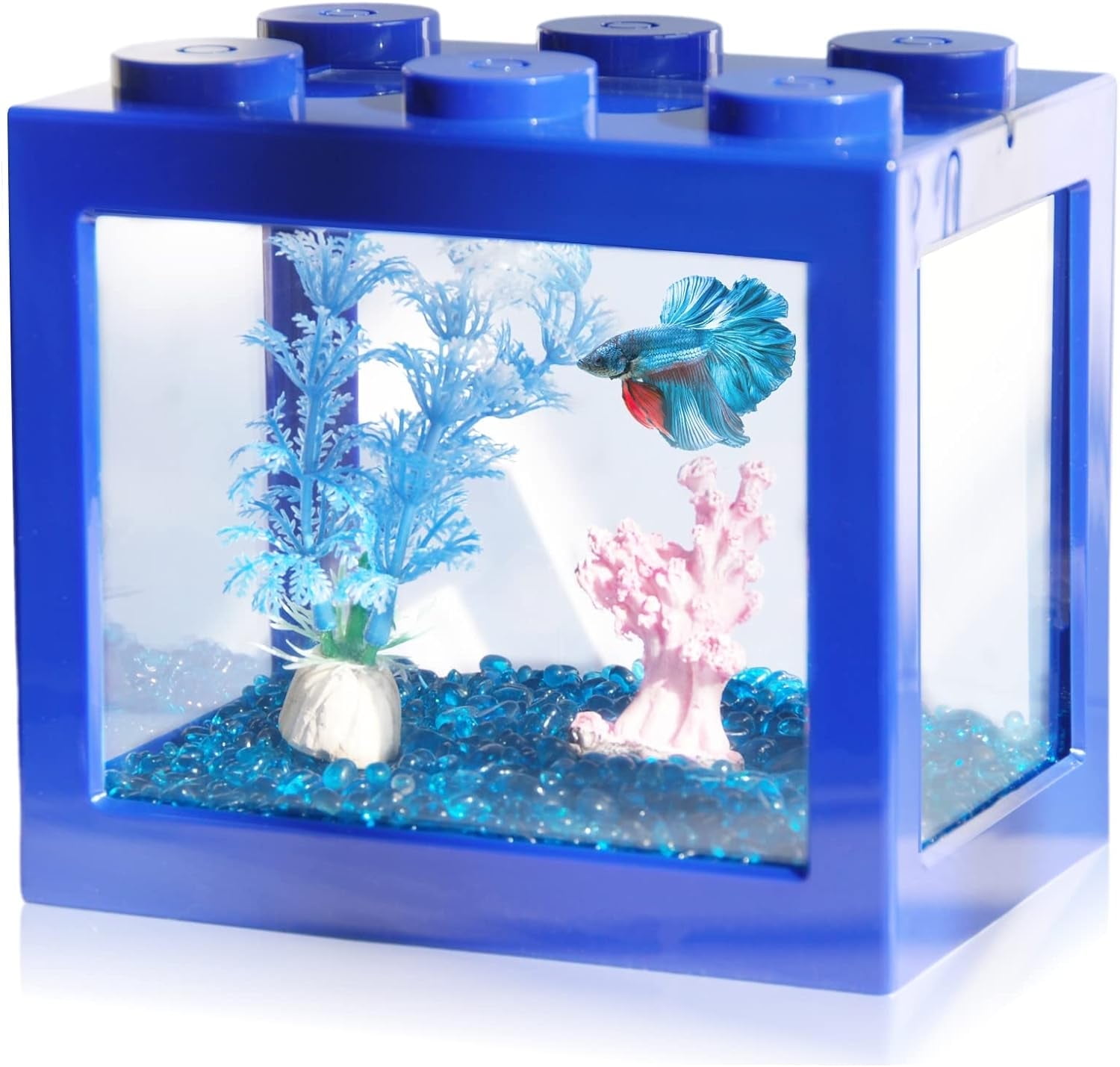 Fish Tank Aquarium Tank Stackable Mini Fish Tank Aquarium Tank Kit 3 5 Gallon Rectangular Fish Bowl with Aquarium Gravel Decoration Cube Tank for Seaweed Balls Sea Monkeys Blue Walmart