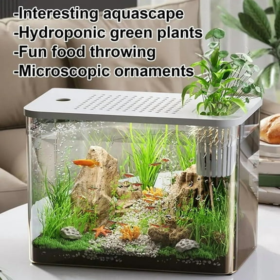 Fish Tank Aquarium Transparent Desktop Tank Turtle Aquarium Small Aquariums Decorative Fish Container for Fish Black