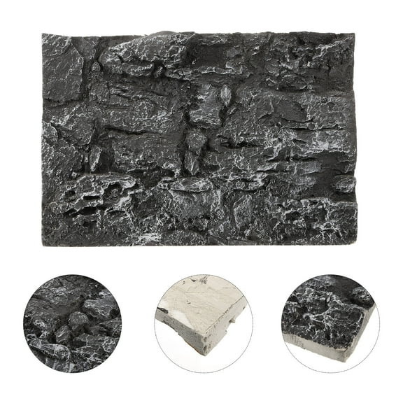 FRCOLOR Background for Reptile Tank Fish Tank Background Plate Dark Grey PU Foam 1Pcs