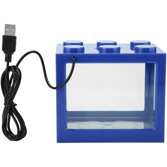 Fish Tank for Betta Fish, Stackable Mini Fish Tank Aquarium Tank Kit, 0.6 Gallon Acrylic Cube Fish Bowl for Sea Monkeys Shrimp Snails and Feeding Ant Moss Balls(Blue)