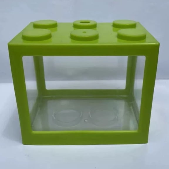 Fish Tank for Betta Fish, Stackable Mini Fish Tank Aquarium Tank Kit, 0.6 Gallon Acrylic Cube Fish Bowl for Sea Monkeys Shrimp Snails and Feeding Ant Moss Balls(Green)