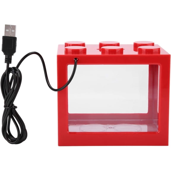Fish Tank for Betta Fish, Stackable Mini Fish Tank Aquarium Tank Kit, 0.6 Gallon Acrylic Cube Fish Bowl for Sea Monkeys Shrimp Snails and Feeding Ant Moss Balls(Red)