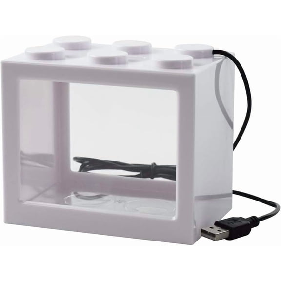 Fish Tank for Betta Fish, Stackable Mini Fish Tank Aquarium Tank Kit, 0.6 Gallon Acrylic Cube Fish Bowl for Sea Monkeys Shrimp Snails and Feeding Ant Moss Balls(White)