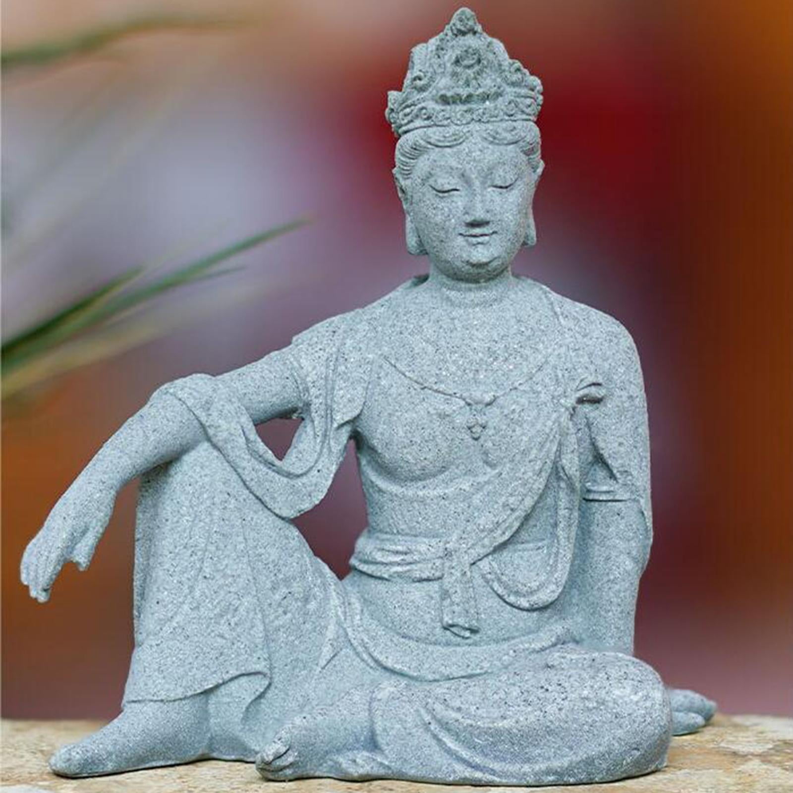 Fish Tank Buddha Meditating Sculpture Home Decor for Yoga Room Smooth Surface , and Fresh Water Use Easily Clean Durable Unique Scenery , Sitting B