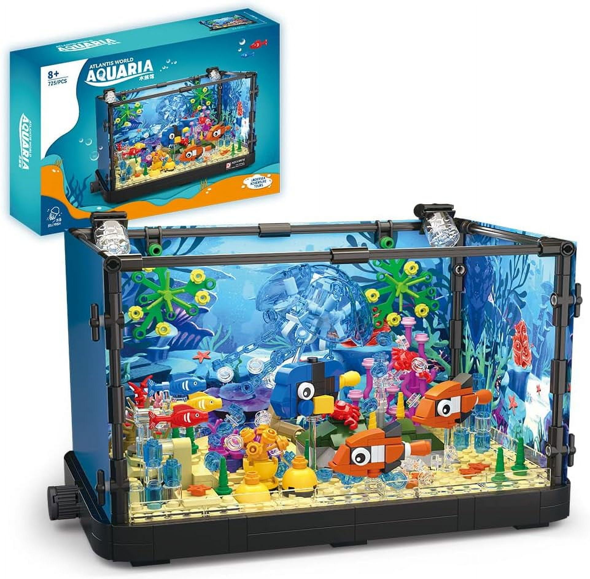 Fish Tank Building Block Set with Light，Aquarium，Marine Jellyfish