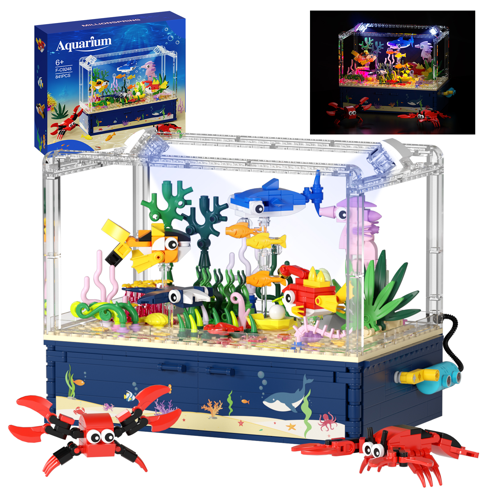Fish Tank Building Sets Mini Ocean Animal Aquarium Building Block Kit