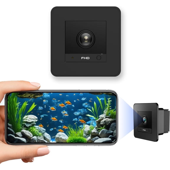 Fish Tank Camera, 2K HD for Aquarium & Reptile Terrarium, 140 Wide-Angle with Anti-Glare, Night Vision, WiFi Pet Camera AI Motion Detection, 2-Way Audio, 24/7 Cloud/SD Recording (Black)