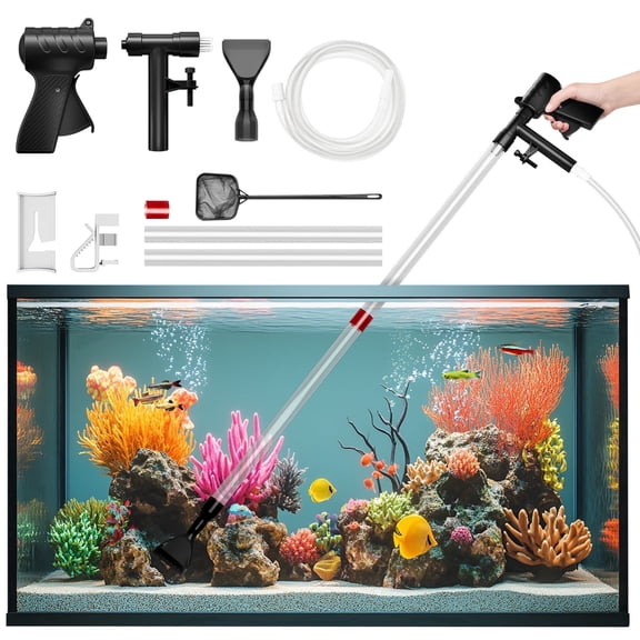LAKWAR Fish Tank Cleaner,Fish Tank Aquarium Gravel Cleaner Kit for Water Changing,30 inch in Length