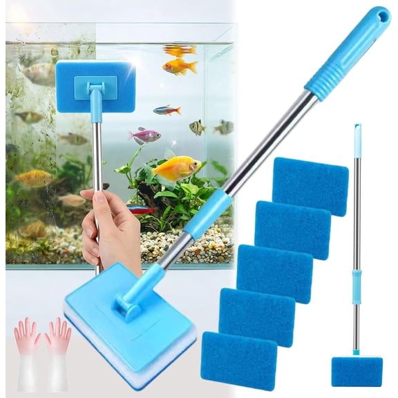 Fish Tank Cleaning Brush, Adjustable Aquarium Brush, Long Handle Algae Scraper, Multi-Purpose Scrubber Brush, Aquarium Tool with Easy Grip, Pet Care, Water Wiper for Betta Algae and Kitchen Wall