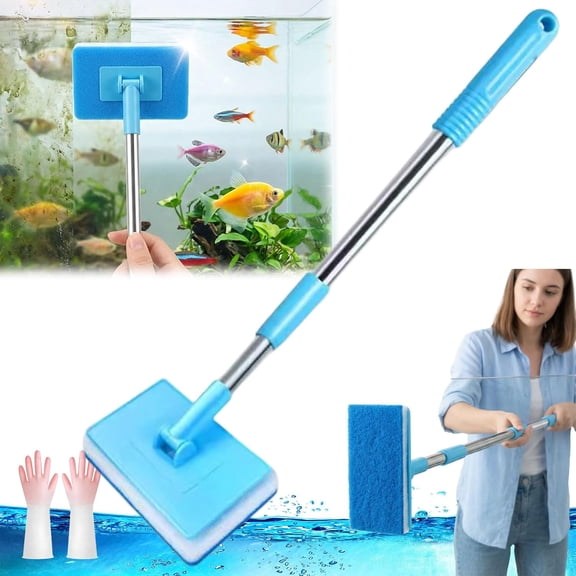 Fish Tank Cleaning Brush, Adjustable Aquarium Brush, Long Handle Algae Scraper, Multi-Purpose Scrubber Brush, Aquarium Tool with Easy Grip, Pet Care, Water Wiper for Betta Algae and Kitchen Wall