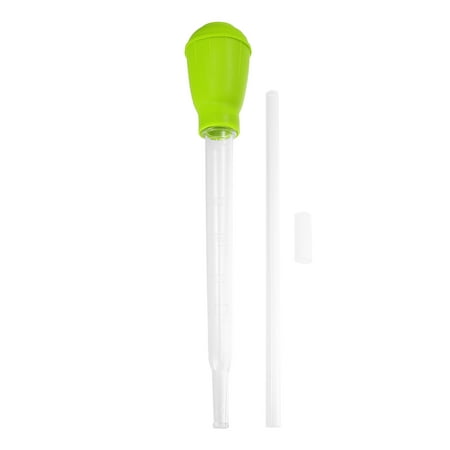 Fish Tank Coral Feeder Tool Feeding Tube Sand Gravel Cleaner with Extension Tube Green 11.4" Long