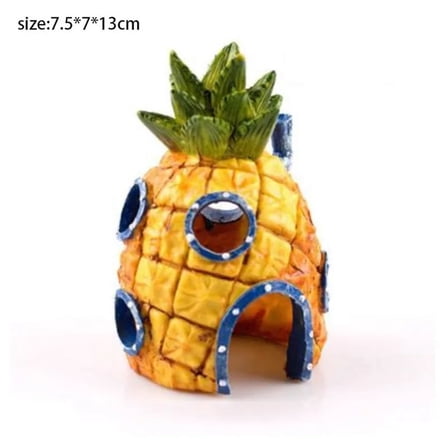 Fish Tank Decor Cartoon Figures Ornaments Simulation Resin Pineapple House Fish Tank Decoration Landscaping Aquarium Accessories
