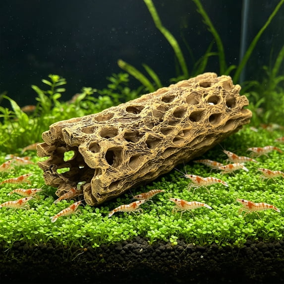 Fish Tank Decor Hiding Cave for Cichlids, Plecos & Shrimp - Beige PVC ...