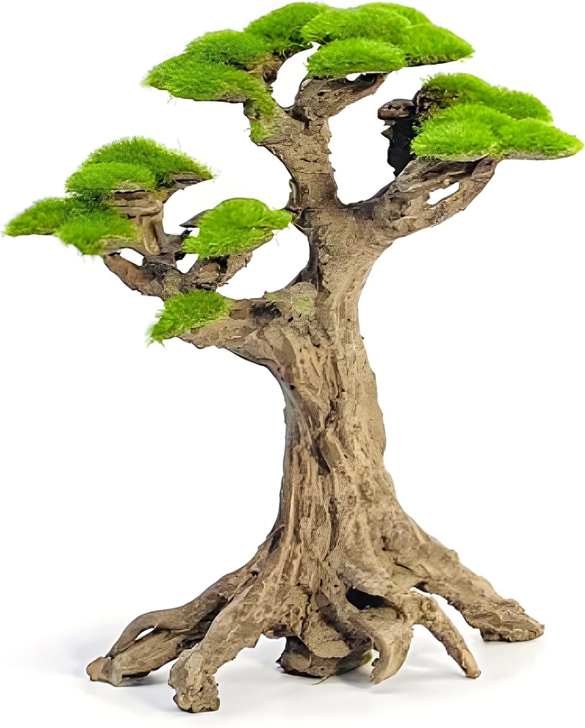View of Fish Tank Decor- Small Bonsai Trees with Faux Moss- Aquarium Decoration ...