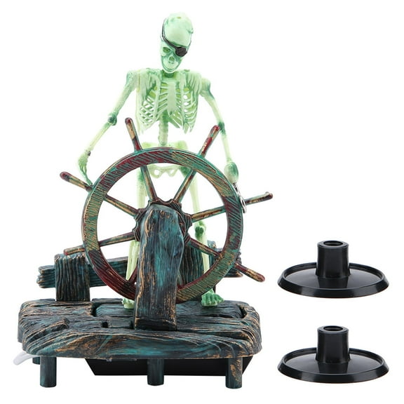 Fish Tank Decor Undersea Skeleton Seaman Pirate Captain Air driven Aquatic Aquarium Landscape Decoration for Fishbowl Arts Crafts Decorating