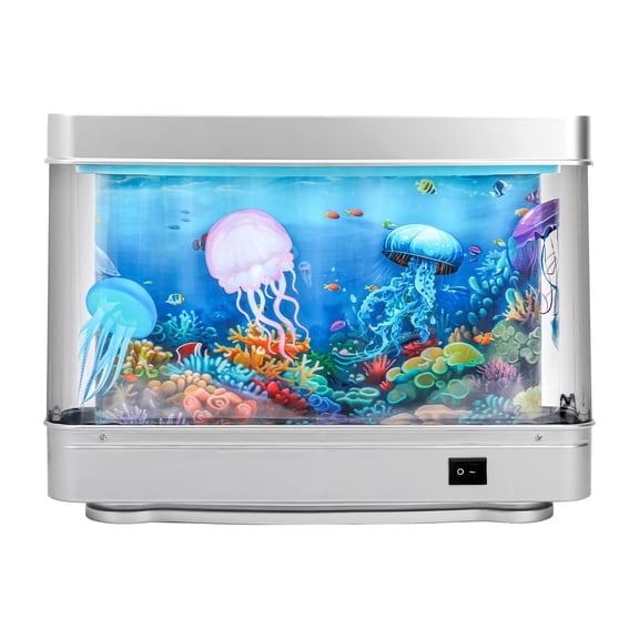 Fish Tank Decor With Moving Fish Sensory Lamp, Mini Aquarium Artificial Fish Tank Light for Desktop, 12 x 9 in, 110V