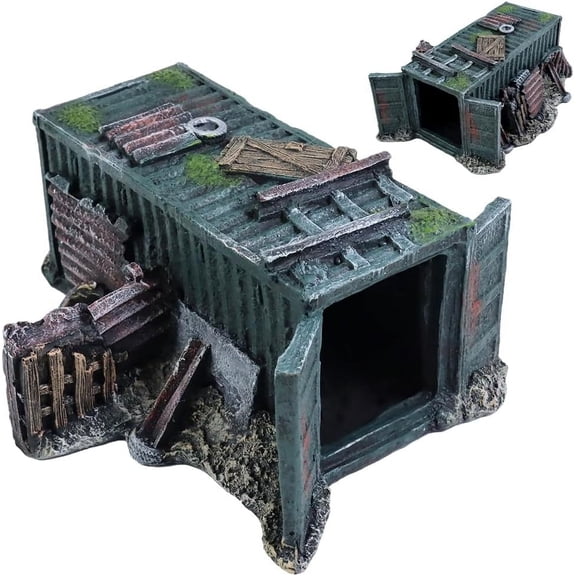 Fish Tank Decorations Container Aquarium Decor Sunken Ruins Betta Fish Tank Accessories witth Big Hole for Fish Sleep Rest Hide and Play