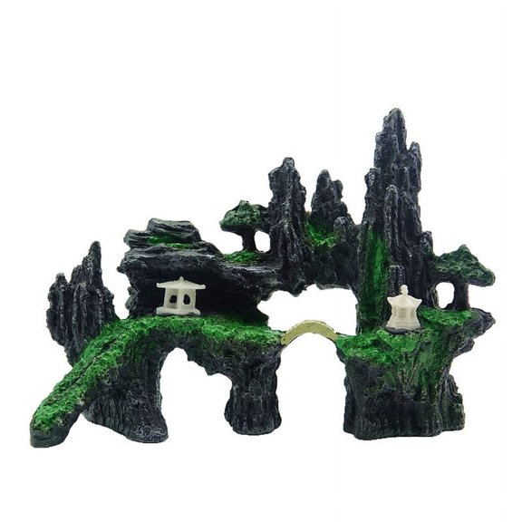 Fish Tank Decorations, Fish Tank Mountain View Decoration, Landscape Aquarium Ornament Rock Resin Decoration Stone Art Simulation Mountain Landscape Ornament Pet Supplies Home Decor(Black)