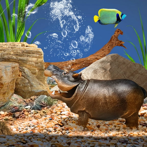 DOOGALKAI Freshwater Resin Hippo Aquarium Decoration, Increases Oxygen Levels, Aquatic Air Bubbler