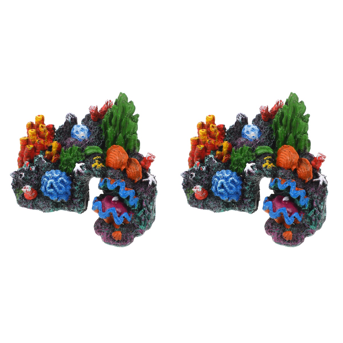 Fish Tank Decorations Set Of 2 Resin Crafts Office Decore Coral Reef 