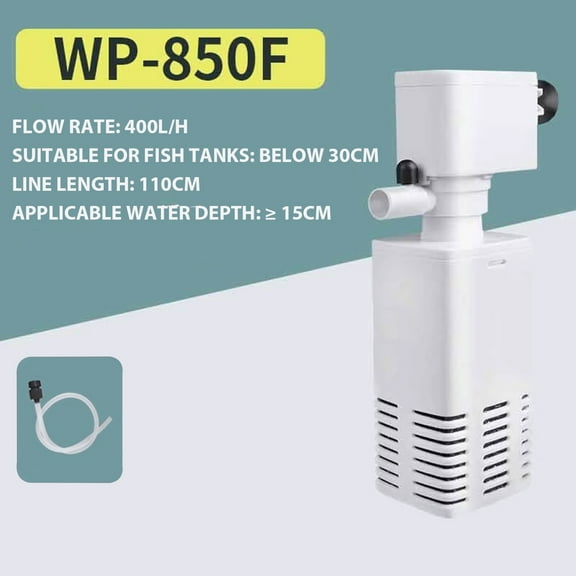 Fish Tank Filter Three in One Pump, Usavan Efficient Filtration Circulation System Small Water Purification Pump, Built In Aquarium Filter Pump for Fish Tank Water Cleaning