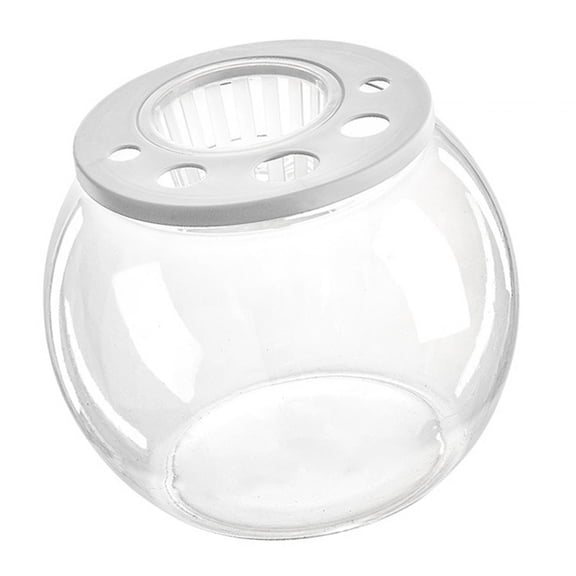 Fish Tank Fish Bowl Tabletop with Hollow Top Cover Clear Aquatic Aquarium DIY Micro Landscape for Restaurant Dorm Bedroom Cafe Drawing Room Round