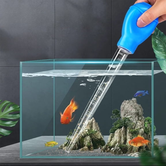 Fish Tank Gravel Vacuum, Hand Operated Aquarium Waste Suction Cleaner for Turtle Tanks and Small Freshwater Aquariums, Manual Water Changer Siphon Hose for Gravel Debris