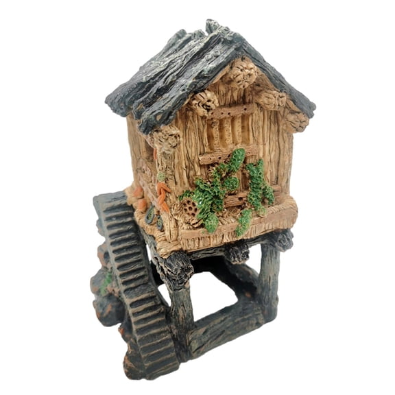 Fish Tank House, Fish Tank Pavilion Sculpture, Realistic Resin Landscape Ornament for Betta Fish, Crab, Aquarium, Chameleon, and Lizard