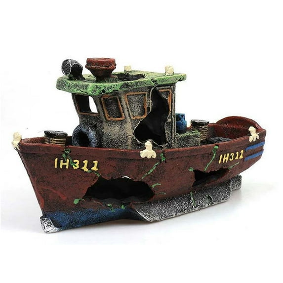 Fish Tank Landscaping Simulation Aquatic Shipwreck Aquarium Decoration Shipwreck