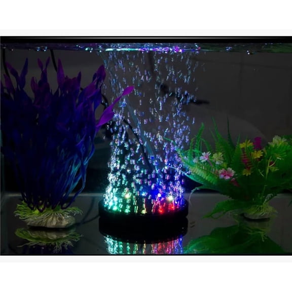 Fish Tank Light, Bubbler Stone, LED Aquarium Lights, Air Stone Disk, Submersible Decorations Accessories, Underwater Bubbles Lamp for Air Pump