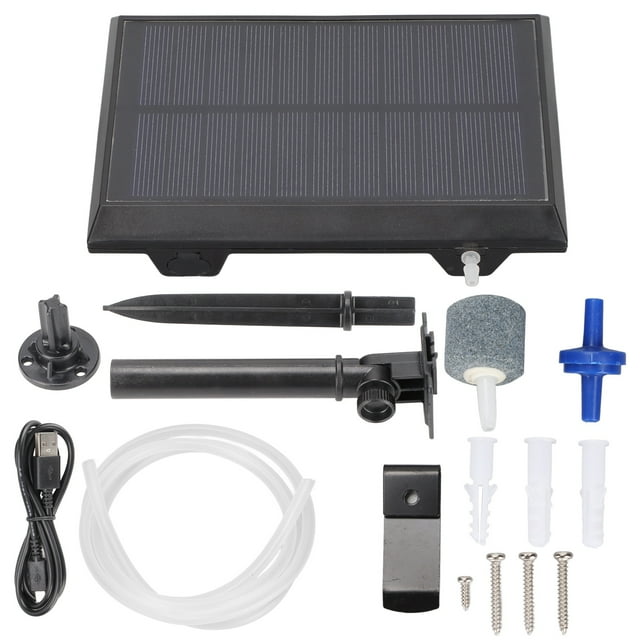 Fish Tank Oxygen Pump DC Charging 5V 1A Solar Pond Aerator with 2