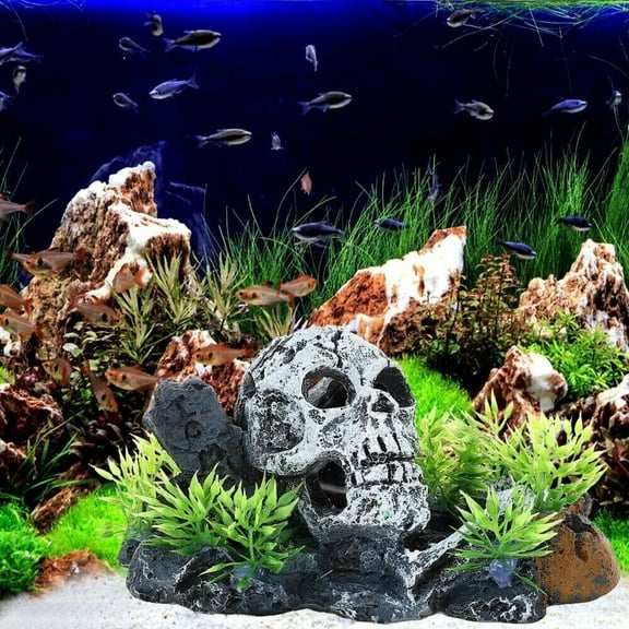 Fish Tank Resin Decorations Halloween Aquarium Skull Ornaments Aquarium Decor