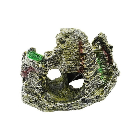 Fish Tank Rockery Decor Mountain View Resin Ornament With For Cave And Bridge Features For Aquatic Environments