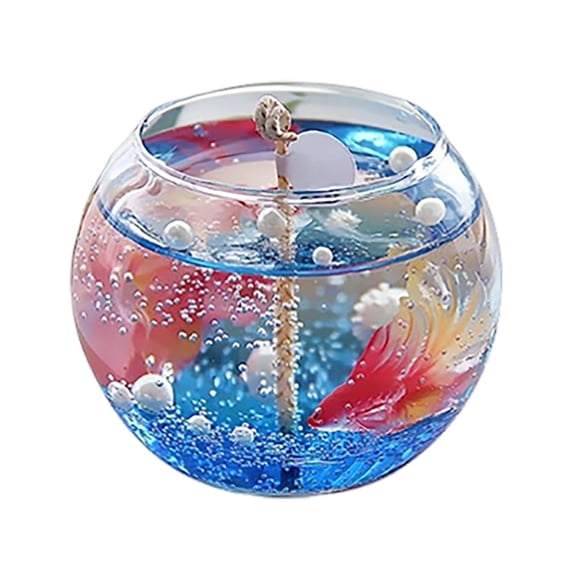 Fish Tank Scented Candle, Glass Mini Bubble Fish Bowl Candle with Eco Gel Wax, Ocean Themed Aromatherapy Candle for Home Decor Bedroom Living Room Spa Gift