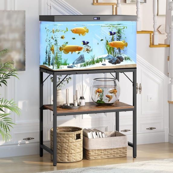 Fish Tank Stand, Aquarium Stand with 2-Tier Storage Shelves, Heavy Duty Breeder Turtle Terrarium Stand Rack for Home Office