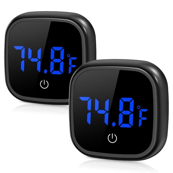 Fish Tank Thermometer, AMIR Digital Aquarium Thermometer ±0.18°F High Precision LED HD Display Aquarium Thermometer for Fish Frog Axolotl Turtle Aquatic Pet Plants Black 2PCS