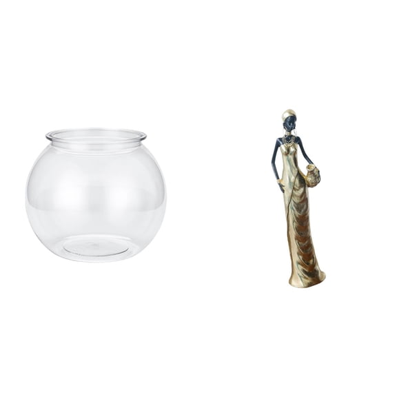 Fish Tank Vase Tabletop Ornament African Tribal Lady Statue Resin Material for Bedroom Desk Shelf Display